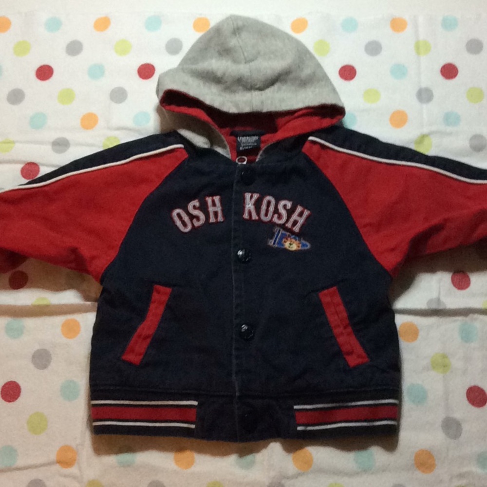 OshKosh Jacket Hooded Zip & Snap front Pockets Size 6-9 mo